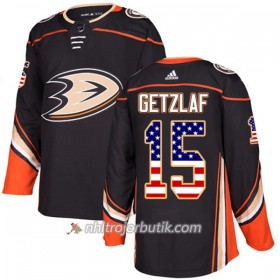 Män Ishockey Anaheim Ducks Tröja Ryan Getzlaf 15 Adidas 2017-2018 Svart USA Flag Fashion Authentic
